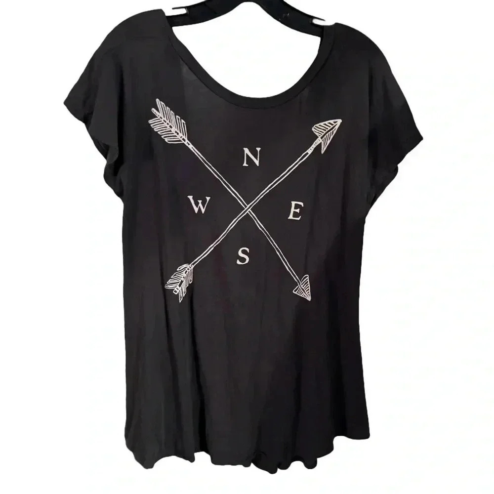 Wildfox Couture Compass Arrows Peplum Top Cotton, Gray Size Small
